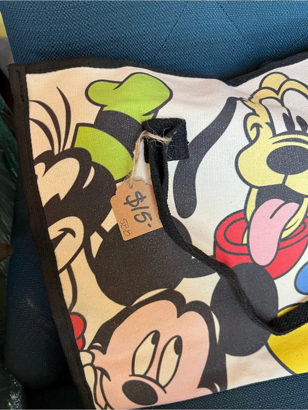 Scott Multicolor Cartoon Canvas Tote Bag with Black Handles